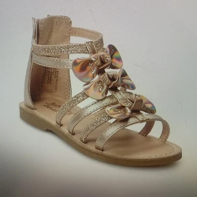 Sandálias gladiador ouro rosa encantado feijão saltador meninas crianças novas com etiquetas-tamanho 7 - Imagem 1 de 4
