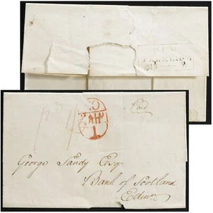 DUMBFERMLINE Scotland stampless wrapper pd 1/3 to Edinburgh.undated(early 19thc) - Picture 1 of 3