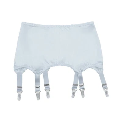 Silky Satin Pull-on Garter Girdle with 6 Straps Suspender Metal Clips - Image 1 of 4