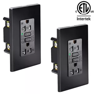GFCI Outlet 20 Amp Duplex Receptacle TR Commercial Grade ETL Certified Black × 2 - Picture 1 of 12