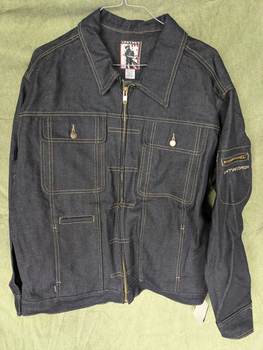 Vintage Damani Dada Jacket Mens 2XL Gray Full Zip Denim Coat Hip