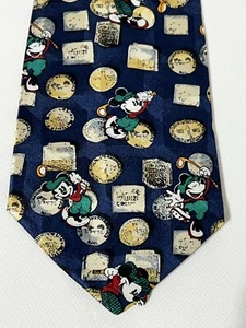 DISNEY MICKEY MOUSE GOLF NECKTIE NECK 100% SILK Atlas Design Made In Sweden - Picture 1 of 4
