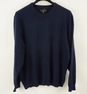Maglione maglione Club Room 100% cashmere 2 strati uomo 2XL blu navy girocollo a costine - Foto 1 di 10