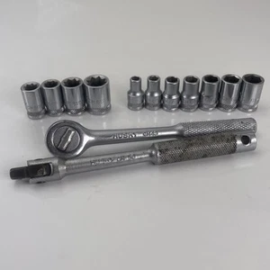 Husky USA CM Series Vtg USA Knurled 1/4" breaker bar, ratchet, sockets 6 & 8 pt - Picture 1 of 24