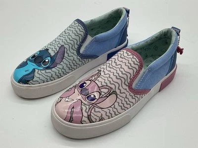 Disney Stitch & Angel Sneakers Kids Size 3 Pink Slip On Canvas Shoes - Image 1 of 4