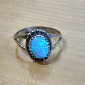 Vintage Navajo Sterlingsilber Opal Cabochon Ring Gr. 8 Indianer 2 g - Bild 1 von 10