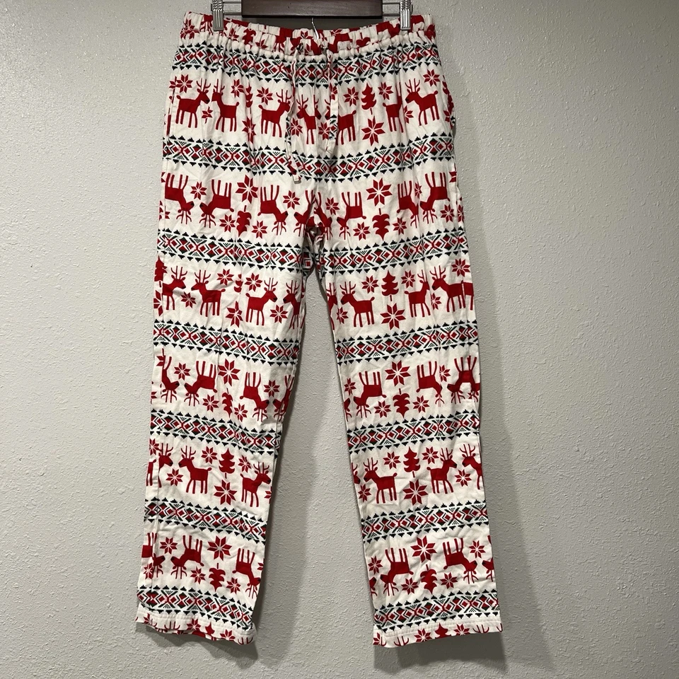 Hannah Anderson Pajama Lounge Pants Flannel Men’s Large Fair Isle Pockets Deer - Image 1 of 4