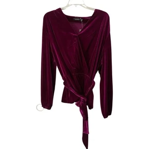 Ralph Lauren Black Label Übergröße 3X lila Samt Gürtel Schößchen Top - Bild 1 von 10