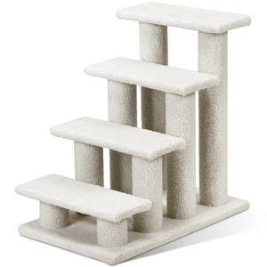 4-stufige Haustiertreppe Teppichleiter Rampe Kratzbaum Katzenbaum Kletterer - beige - - Bild 1 von 3