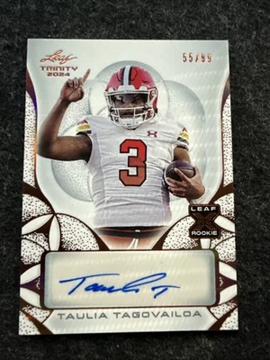 Taulia Tagovailoa 2024 Leaf Trinity Football Rookie Auto Bronze #/99 Maryland - Image 1 of 3