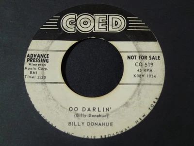 DEMO PROMO TEENER-BILLY DONAHUE-OO DARLIN-COED VERY SCARCE ON ISSUE+DEMO - Image 1 of 2