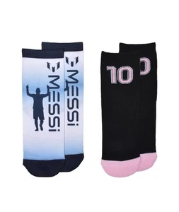 NWT~ Messi sz M 10.5 - 4 Shoe Kids 2 pk Crew Lionel Soccer Graphic Socks LL3 - Picture 1 of 8