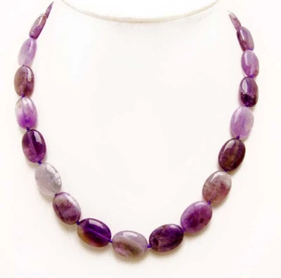 13 * 18 毫米椭圆形天然紫水晶项链女式石项链 18 英寸 Chokers — 第 1/4 张图片