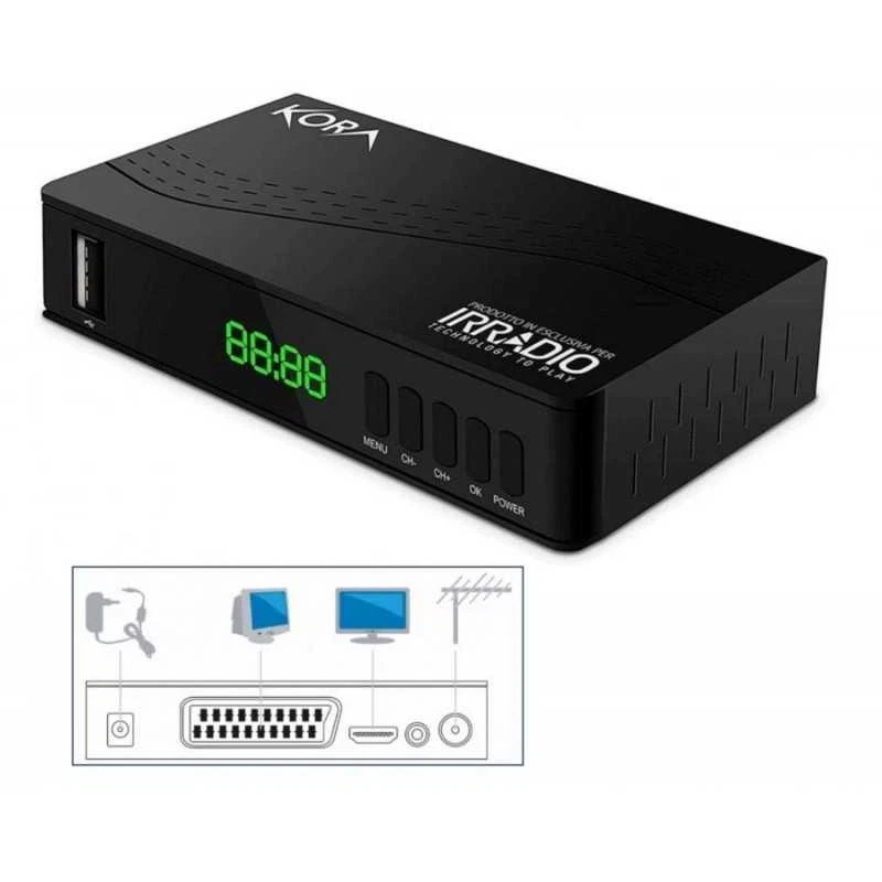 DECODER DIGITARE TERRESTRE DVB-T2 TELECOMANDO FULL HD IRRADIO - Immagine 1 di 1