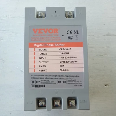 Vevor Digital Phasenschieber 30 Amp 3 Phasen Wandler 220V Wohnbereich, CPS-10HP - Bild 1 von 4