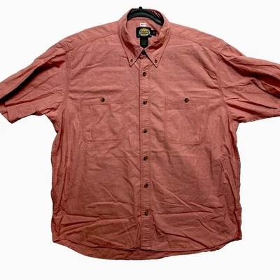 Cabela's Shirt Mens XL Reg Pink Short Sleeve Cotton Button Down - image 1 of 4