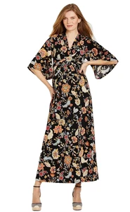 JESSICA SIMPSON MATERNITY WOMEN'S FLORAL WRAP DRESS ELBOW SLEEVE FULL LENGTH XL - Picture 1 of 6