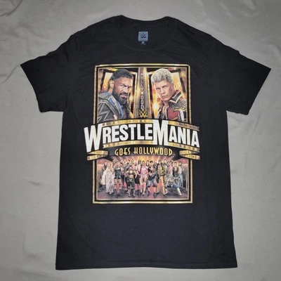WWE WrestleMania Shirt Mens Medium Black Goes Hollywood 2023 Event Los Angeles - Image 1 of 4