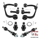 8Pcs Front UpperControl Arms, Suspension Kit with Ball Joint Tie Rods Set for