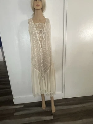  VTG 1930s Lace & Chiffon Wedding Gown Dress Sleeveless Art Deco 30s - Image 1 of 4