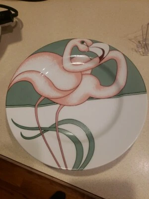 Juego de 6 platos de ensalada de porcelana Fitz & Floyd Pink Flamingo Road Foto 1 de 4