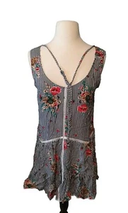 Simply Noelle Women's Blouse Top Striped Tank Top Ruffle Shirt Size S / M - Picture 1 of 11