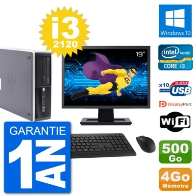 PC HP Compaq Pro 6300 SFF Ecran 19" i3-2120 RAM 4Go Disque 500Go Windows 10 Wifi - Photo 1/3
