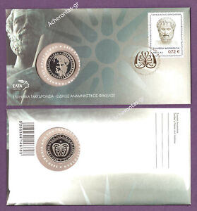 GREECE 2016. 2400 YEARS SINCE THE BIRTH OF ARISTOTLE.COLLECTOR'S MEDAL AND STAMP