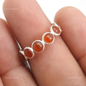 Naturale Corniola Argento Sterling Massiccio Fascia Mamma Regalo Anello Misura 7 - Foto 1 di 9