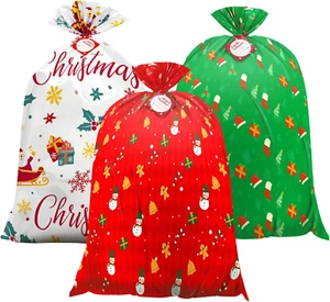 Jumbo Extra Large Christmas Bags with Name Tag Card and String (3 PCS) - Picture 1 of 12