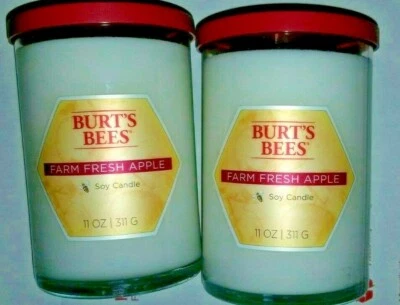 2件装Burt's Bees农场新鲜苹果蜡烛大豆罐蜡烛11盎司双芯 — 第 1/2 张图片