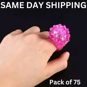 LED Light Up Flashing Pink Jelly Bumpy Rings - Pack of 75 By Party Glowz - Picture 1 of 5