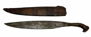 Antique, C. 1900, Philippine Moro Barong sword & Sheath, forged Patterned Blade - Picture 1 of 17