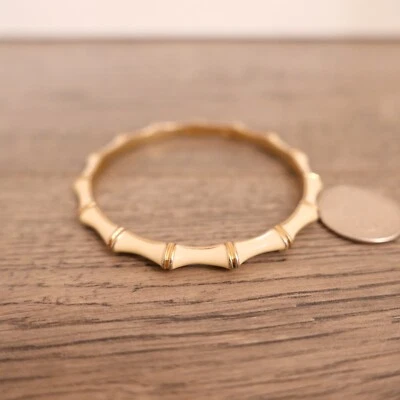 Stella & Dot Julep Enamel Bamboo Bracelet Bangle Cream Gold Tone  - Image 1 of 3