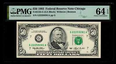 1993 $50 Federal Reserve Note Chicago PMG UNC 64 EPQ - Image 1 of 2