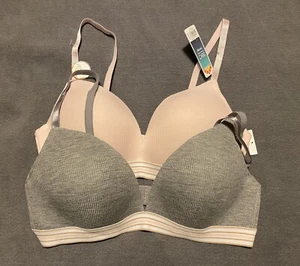 C & C CALIFORNIA 2 Pack Soft Rib Knit Padded Wire-Free Bra 38C NWT - Picture 1 of 10