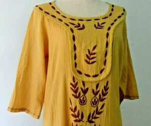 Handbesticktes Baumwollkleid, lässige 2/4 Arm Kleider, Oaxacan Bauernkleid - Bild 1 von 6