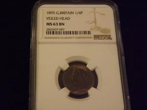 1895 1/4 P Veiled Head NGC MS 63 BN - Picture 1 of 2