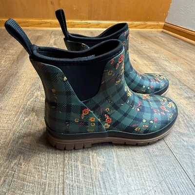 NUEVO Western Chief Mujer Floral Cuadros Neo Chelsea Tobillo Bota de Lluvia Talla 6 Foto 1 de 4