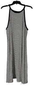 Vestido Antiguo Azul Marino Talla XL Negro Blanco Rayas Sin Mangas Solero Tejido Verano - Imagen 1 de 5