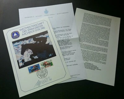 Germany Horse Racing 1986 Sport Games FDC (first day card) *signed *rare - Image 1 of 4