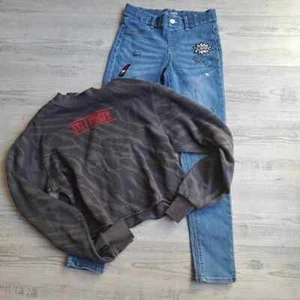 Girls - Preteen - Teen Outfit - Jeans Size 10/12 - Top Size Small - Mighty Fine - Picture 1 of 7
