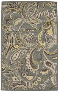 Paisley Floral Design Gray Foyer Living Room 5X8 Hand-Tufted Modern Rug Carpet - Picture 1 of 11