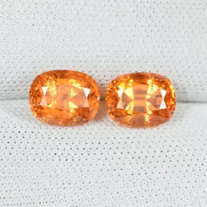 2.93Cts Best Fire Natural (Mandarino) Coppia Cuscino Granato Spessatite...!!! - Foto 1 di 2