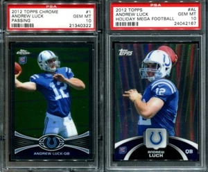 Lote de 2 unidades Andrew Luck 2012 Topps cromo #1 y Holiday Mega #AL RC PSA 10 - Imagen 1 de 2