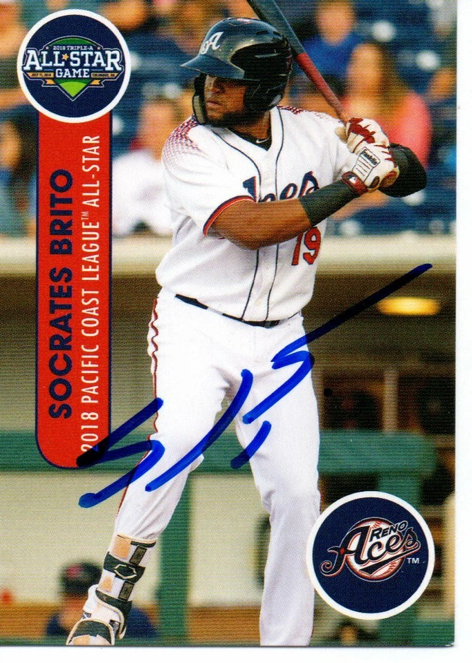 Socrates Brito 2018 Reno Aces PCL All Star Game Signed Card - Image 1 of 1