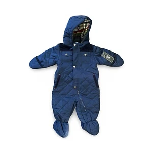 Rothschild Quilted Pram Navy Blue Snowsuit Hooded Lined Baby 12 Months NWT - Picture 1 of 7