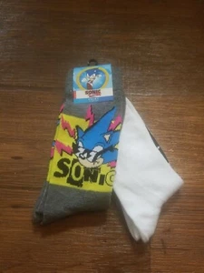 SONIC The Hedgehog Crew Socks - 2 PAIRS 🧦 Size 6-12 SEGA High Point Design - Picture 1 of 8