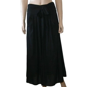 Illa Illa Women's A-line Skirt Front Tie Pockets Lined Black - Picture 1 of 7