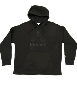 NWT REEBOK Women's Logo Drawstring Hoody | Black | LARGE - Picture 1 of 5
